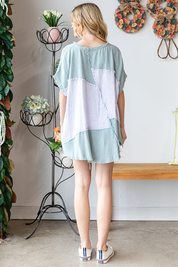 WASHED OVERSIZED WOVEN TOP