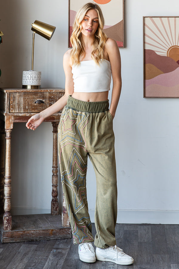 WASHED STAR APPLIQUE JOGGER PANTS