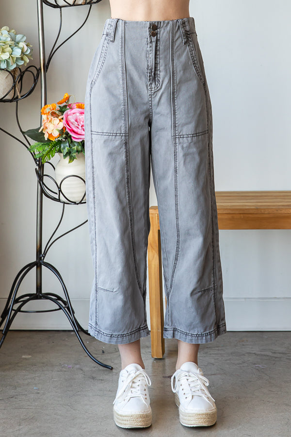 GARMENT DYED TROUSER CROPPED PANTS