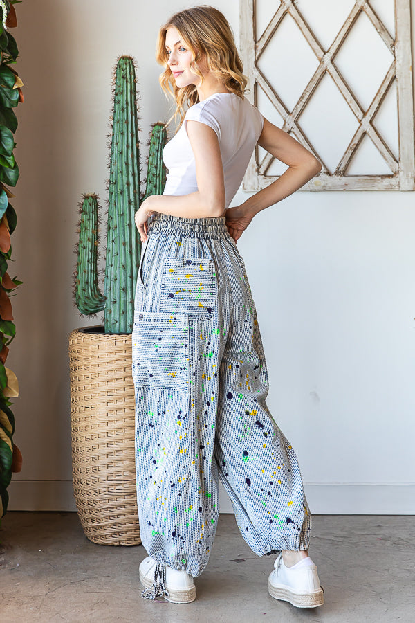 SPLASHES ELASTIC WASIT CARGO JEANS