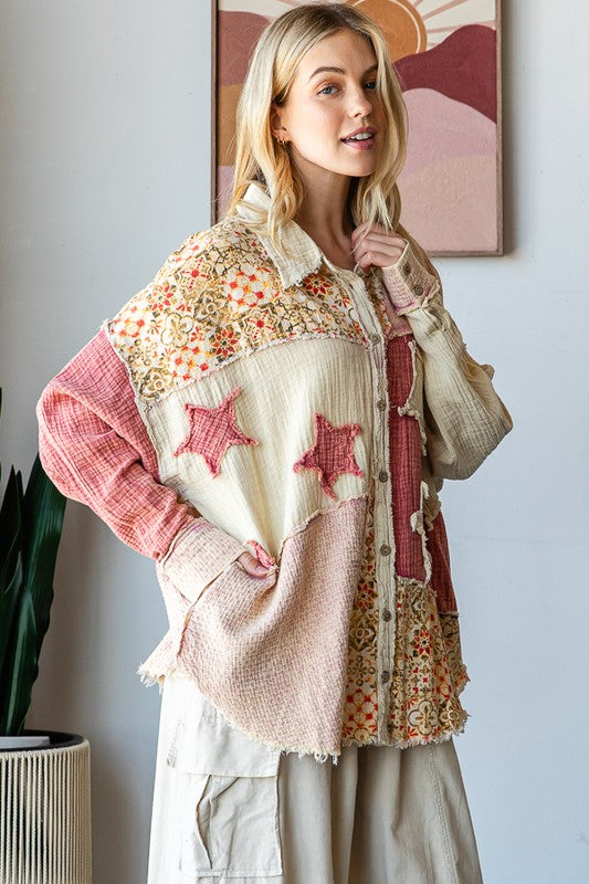 STAR PATCH BUTTON FRONT SHIRT