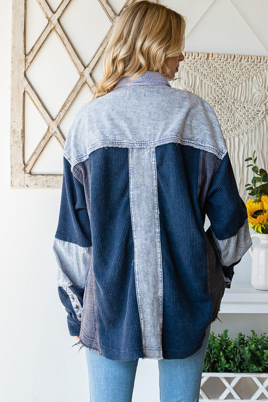 WASHED MIX FABRIC SHIRT
