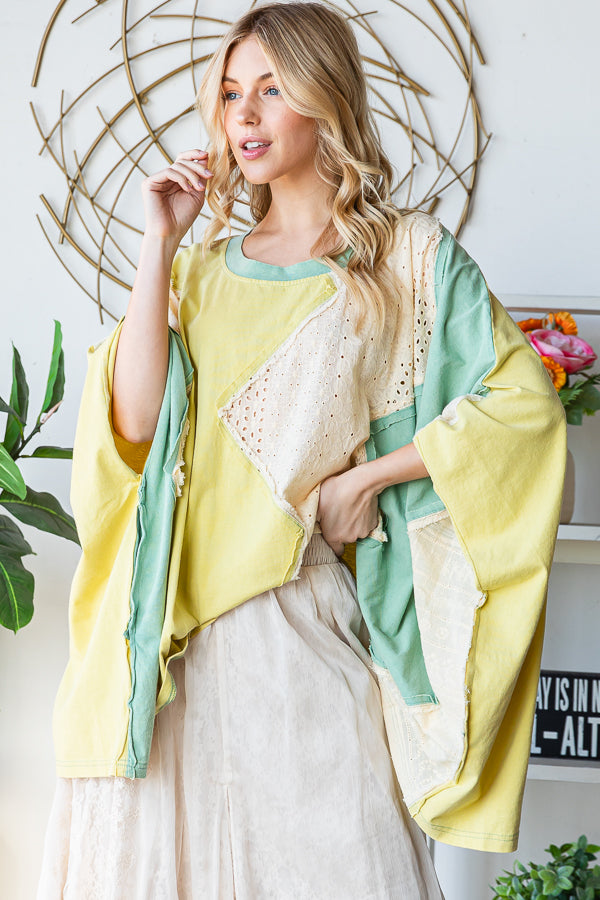 WASHED MULTICOLOR ZIGZAG OVERSIZED TOP
