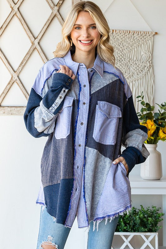 WASHED MIX FABRIC SHIRT