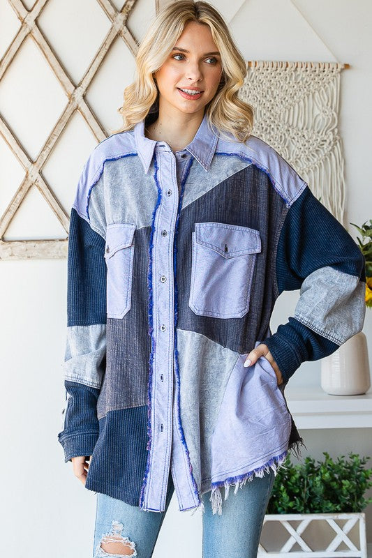 WASHED MIX FABRIC SHIRT