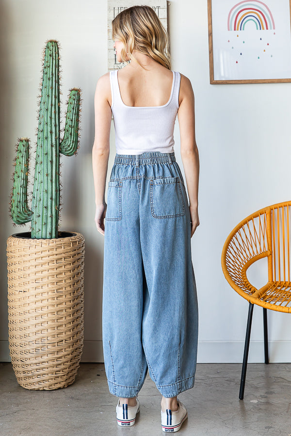 WASHED LOOSE WIDE LEG BAGGY JEANS