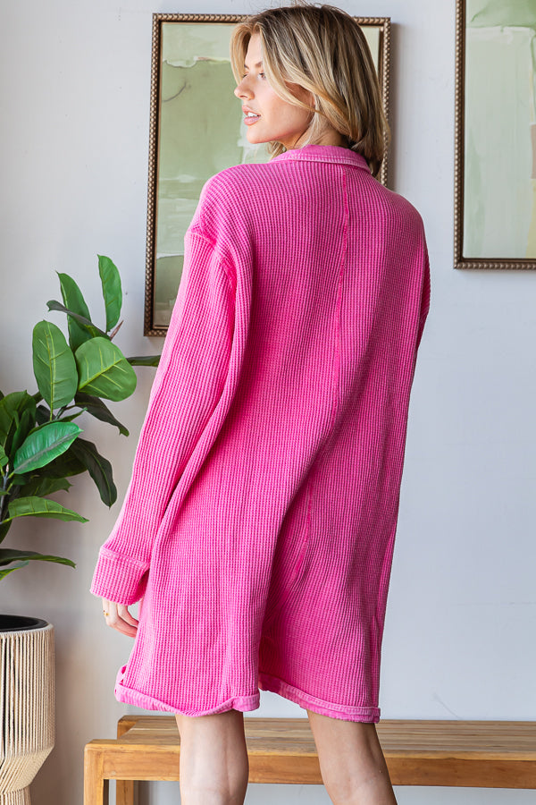 WASHED FRONT POCKETS OVERSIZED THERMAL ROMPER