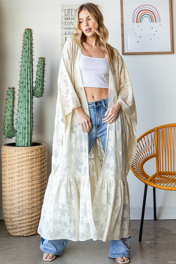 ALL OVER LACE OPEN FRONT KIMONO
