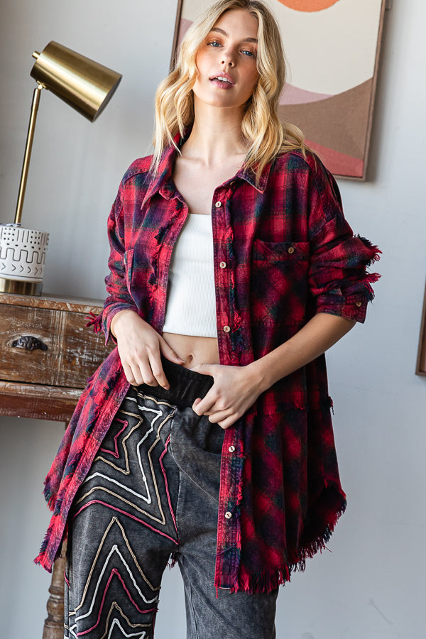 MULTICOLOR BUTTON DOWN FLANNEL SHIRT