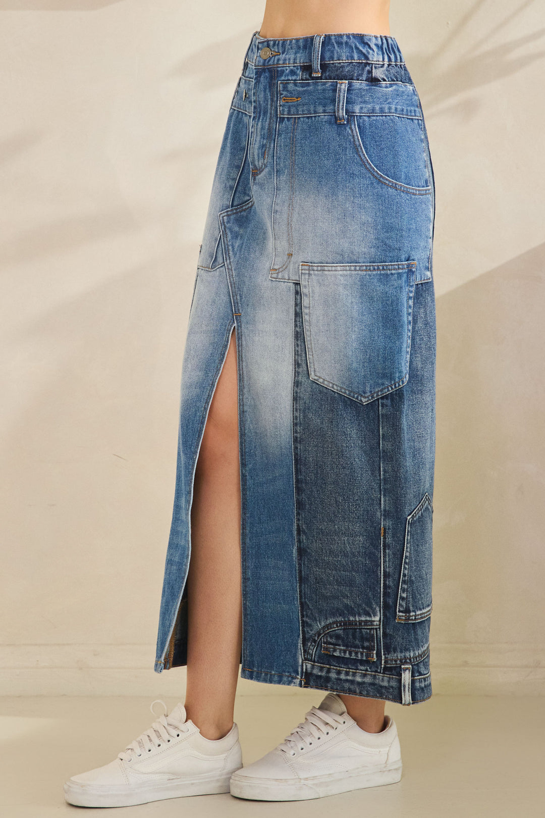 WASHED UPCYCLED DENIM SKIRTS