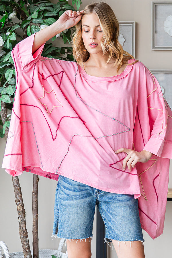 BIG STAR DETAIL SHARKBITE HEM OVERSIZED TEE