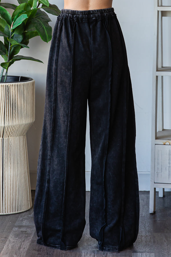 WASHED EXPOSED SEAM DRAWSTRING SWEATPANTS