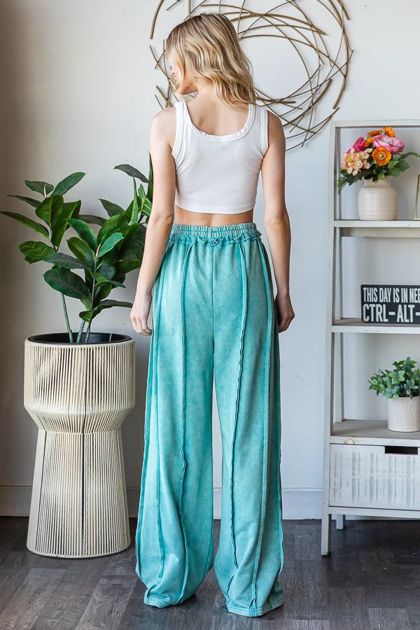 WASHED EXPOSED SEAM DRAWSTRING SWEATPANTS