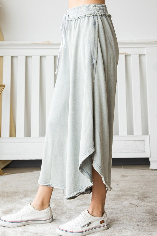 DRAWSTRING WAIST WIDE LEG PANTS