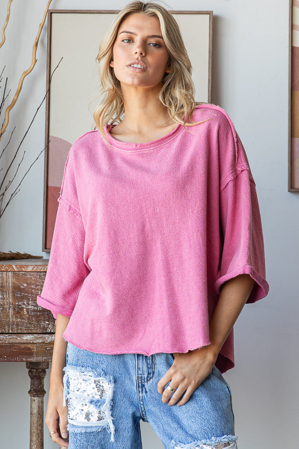 WASHED DROP SHOULDER RELAXED CROPPED TOP