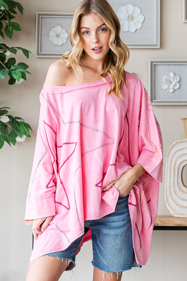 BIG STAR DETAIL SHARKBITE HEM OVERSIZED TEE