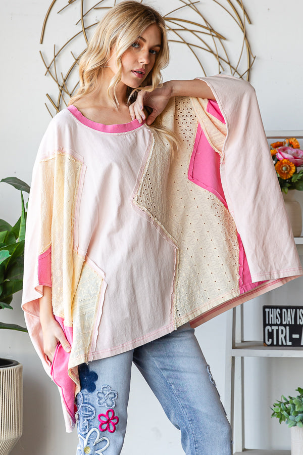 WASHED MULTICOLOR ZIGZAG OVERSIZED TOP