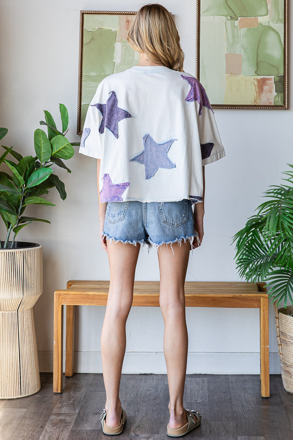 WASHED STAR PATCHWORK OVERSIZED TEE