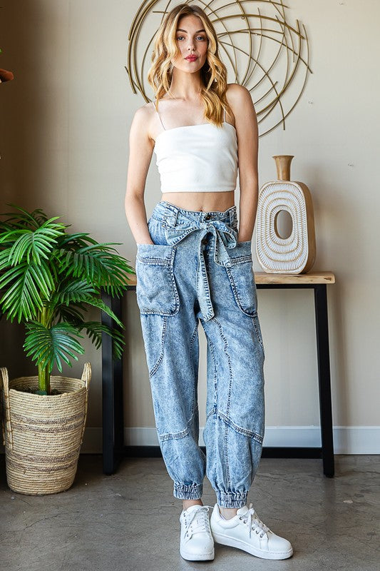 WASHED TENCEL BIG POCKET JOGGER PANTS