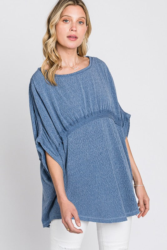 SOLID CINCHED DETAIL OVERSIZED TOP