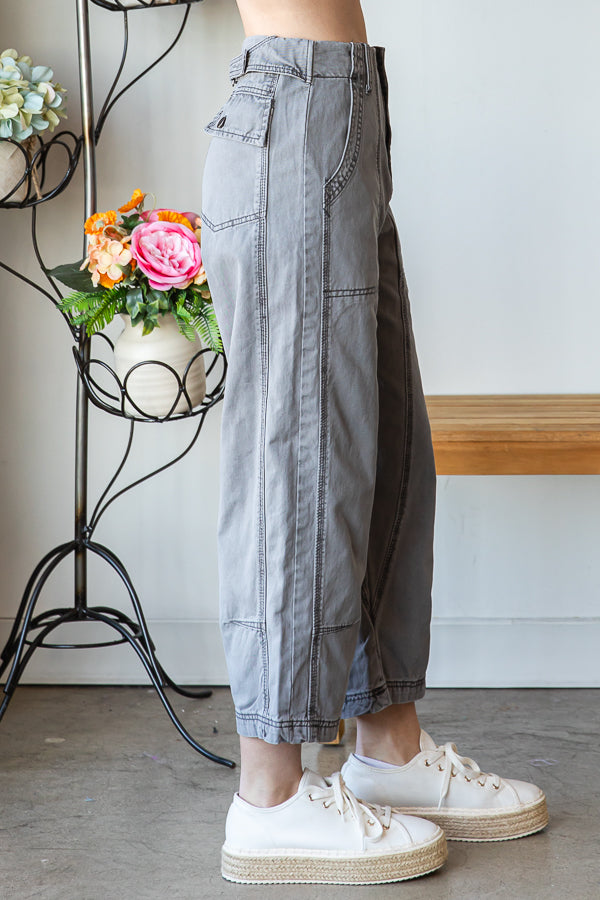 GARMENT DYED TROUSER CROPPED PANTS