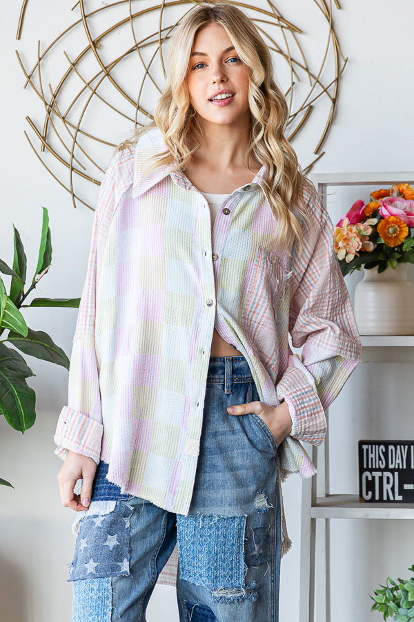 WASHED SEERSUCKER LONG SLEEVE SHIRT