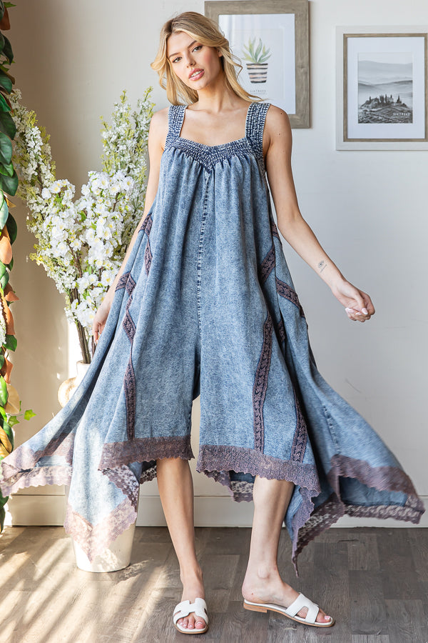 WASHED ASSYMETRICAL TENCEL ROMPER