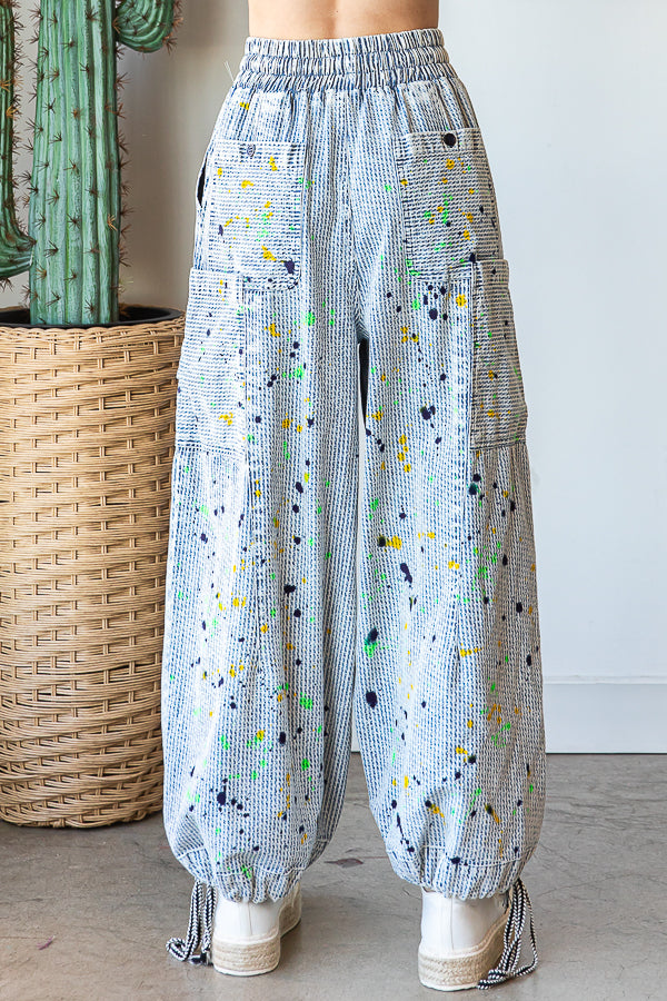 SPLASHES ELASTIC WASIT CARGO JEANS