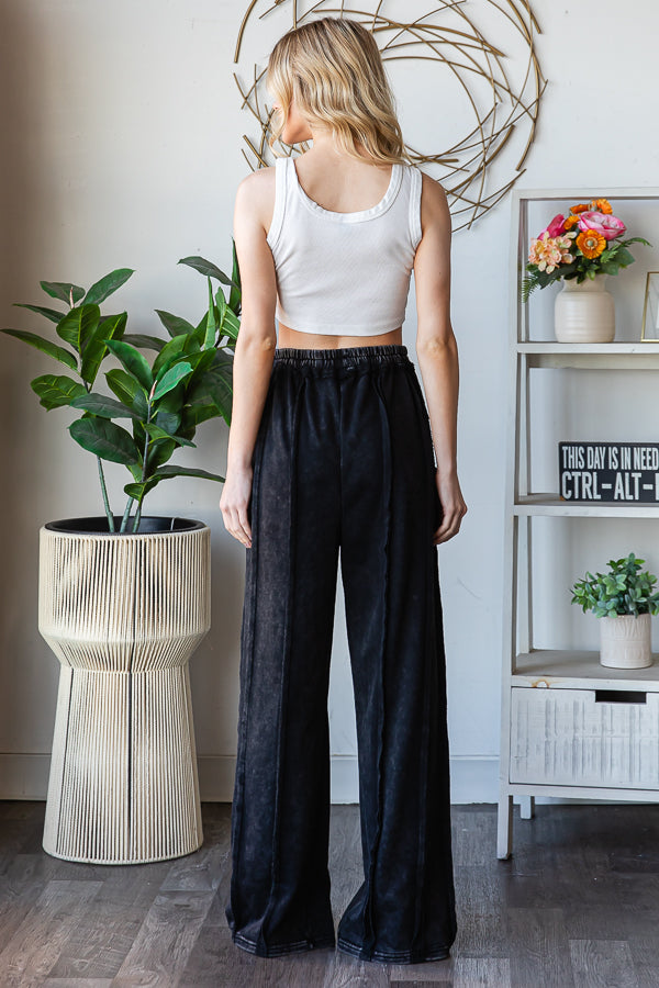 WASHED EXPOSED SEAM DRAWSTRING SWEATPANTS