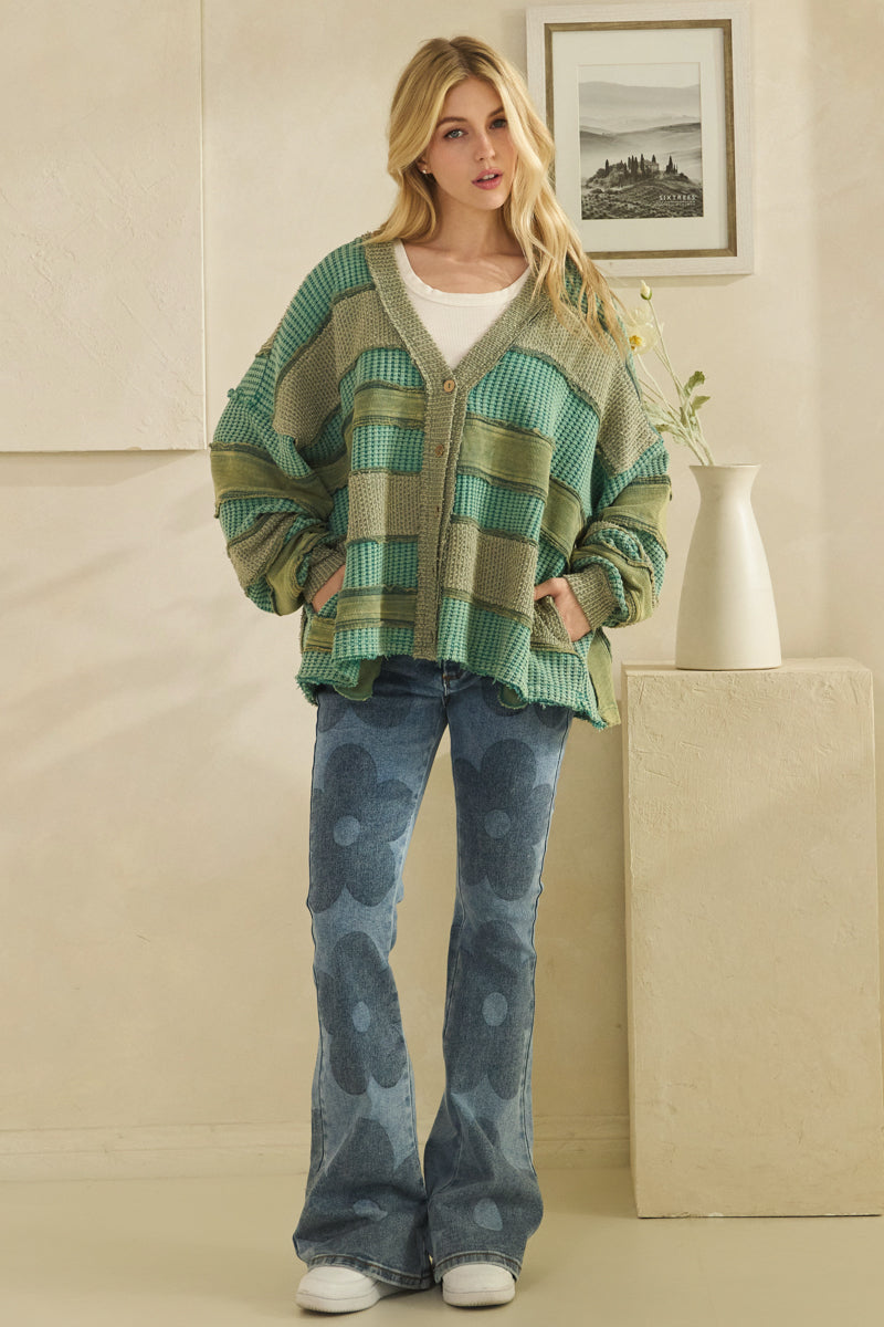 COLORBOCK AND PATCHWORK CARDIGAN