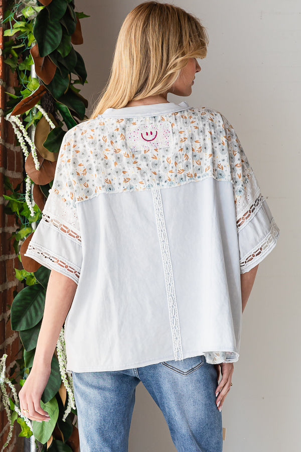 WASHED DIAMOND PATCHWORK BOX TEE