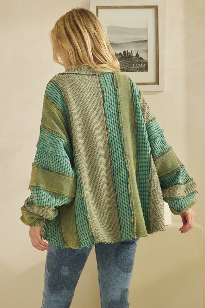 COLORBOCK AND PATCHWORK CARDIGAN