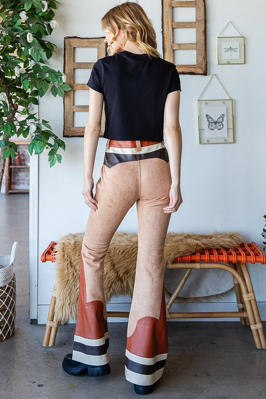 COLORBLOCK SUEDE PU DETAIL TOY STORY PANTS