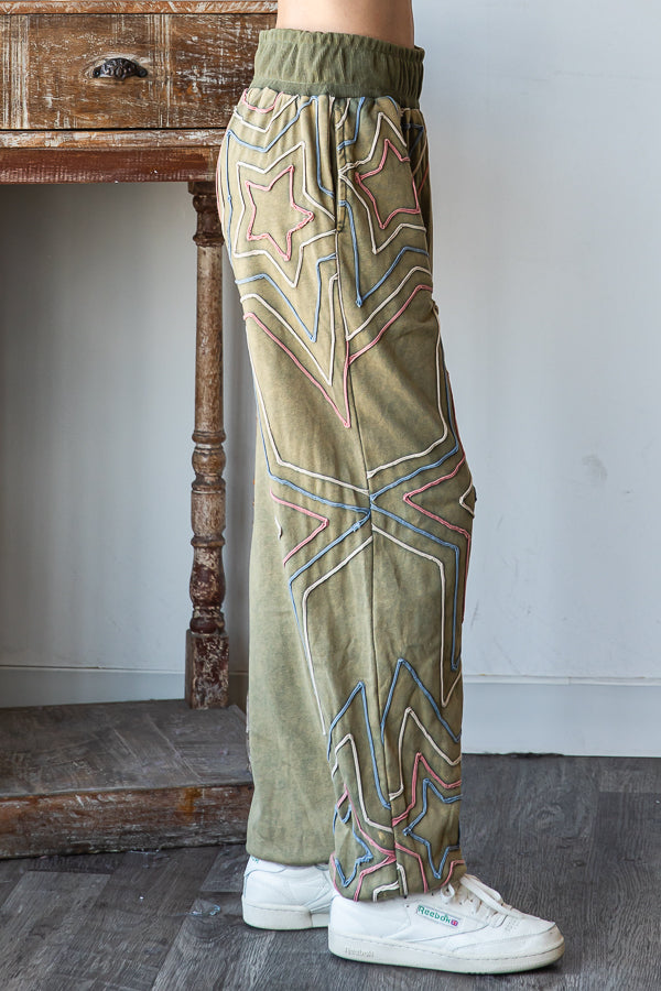 WASHED STAR APPLIQUE JOGGER PANTS