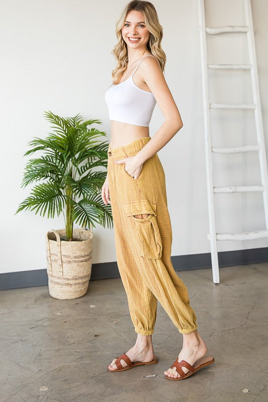 DOUBLE GAUZE CARGO PANTS