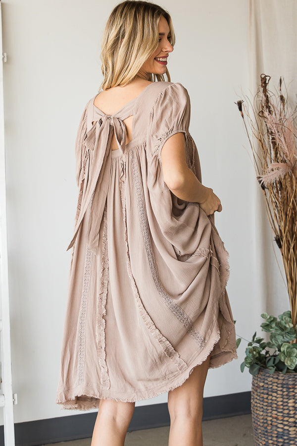 MINERAL WASHED LACE DETAIL TUNIC TOP