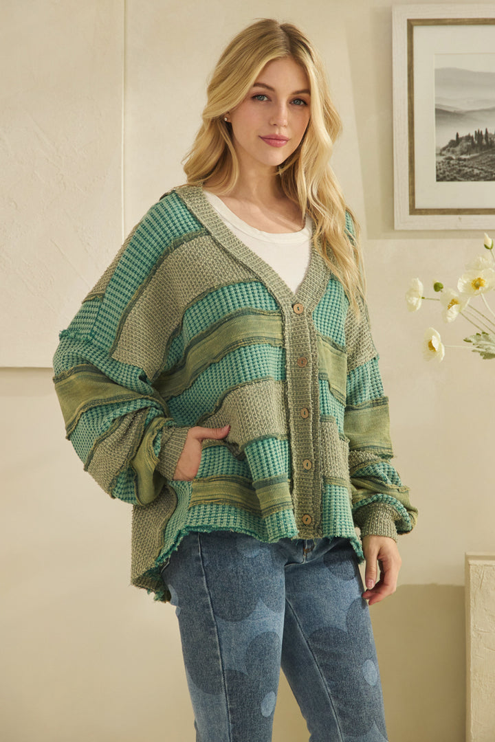 COLORBOCK AND PATCHWORK CARDIGAN