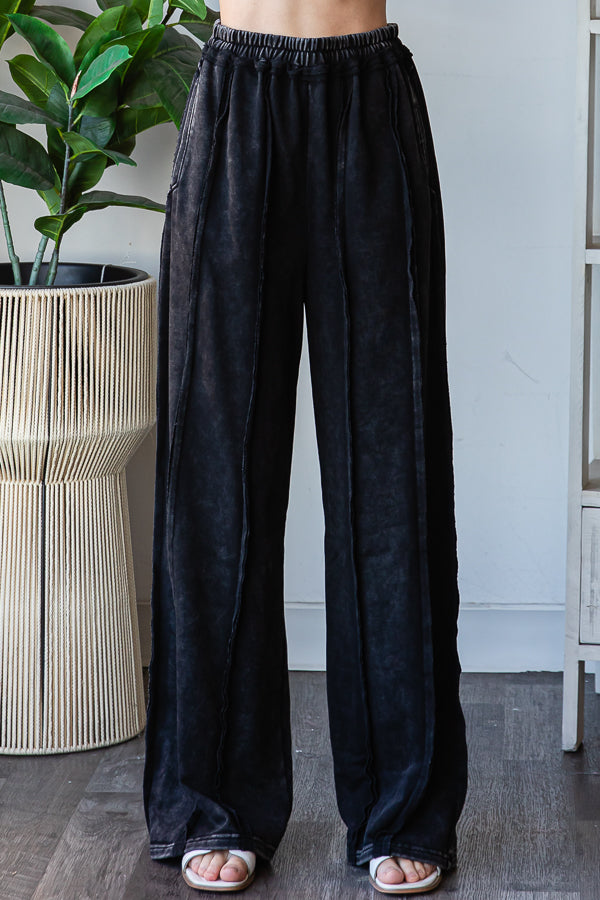 WASHED EXPOSED SEAM DRAWSTRING SWEATPANTS