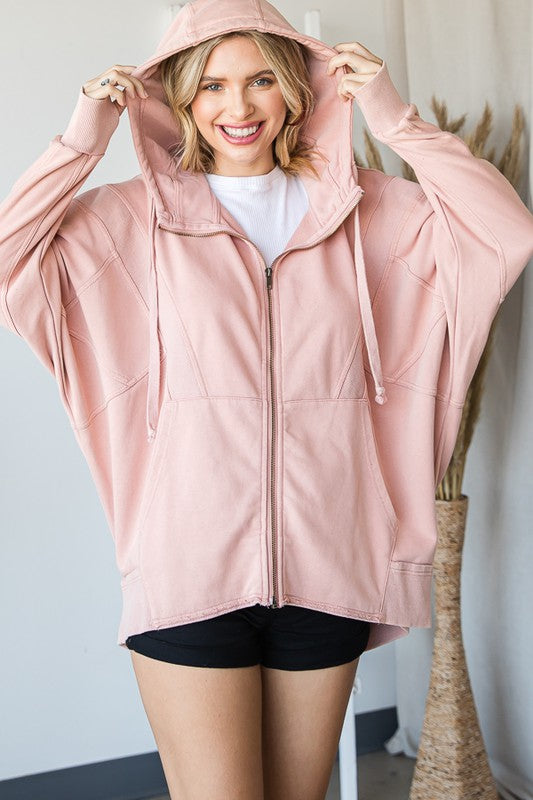 ZIP UP FRONT HOODIE WITH SIDE POCKET