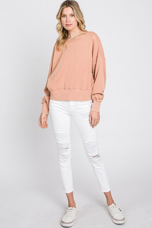 LONG SLEEVE CROPPED KNIT TOP