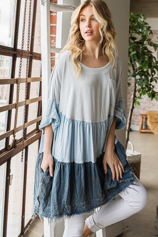 MINERAL WASHED TIERED TOP