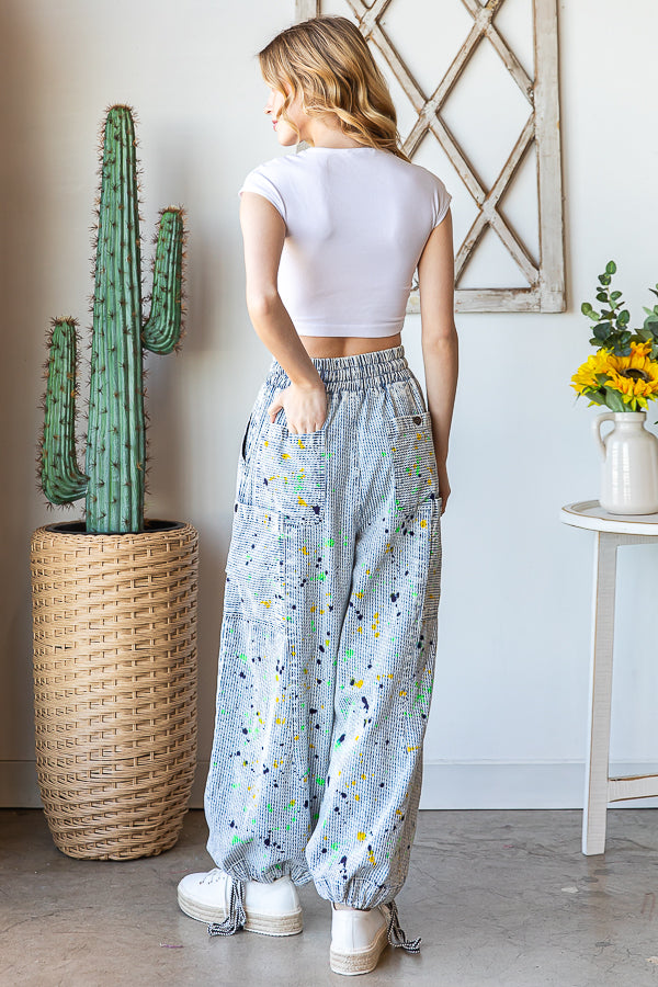 SPLASHES ELASTIC WASIT CARGO JEANS