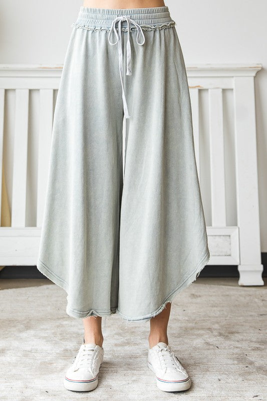 DRAWSTRING WAIST WIDE LEG PANTS