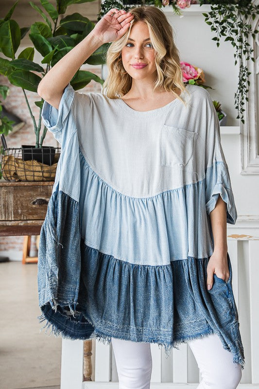 MINERAL WASHED TIERED TOP