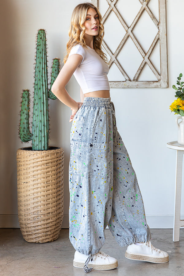 SPLASHES ELASTIC WASIT CARGO JEANS