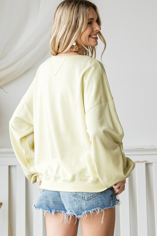 COLORBLOCK LONG SLEEVE PULLOVER TOP