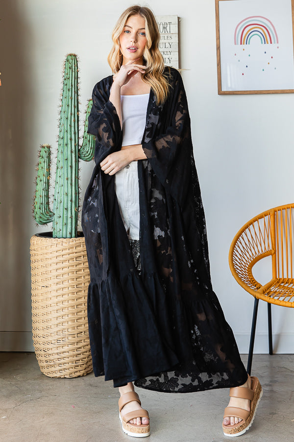 ALL OVER LACE OPEN FRONT KIMONO