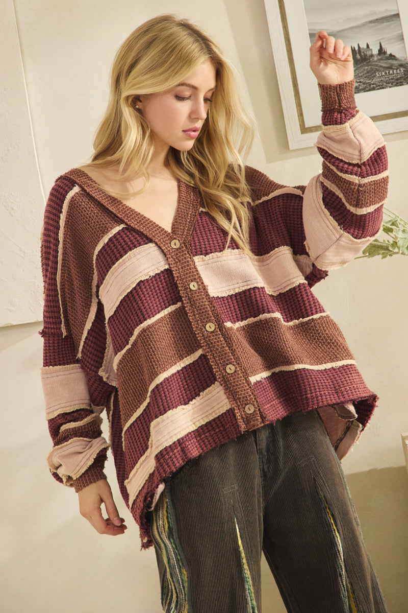 COLORBOCK AND PATCHWORK CARDIGAN