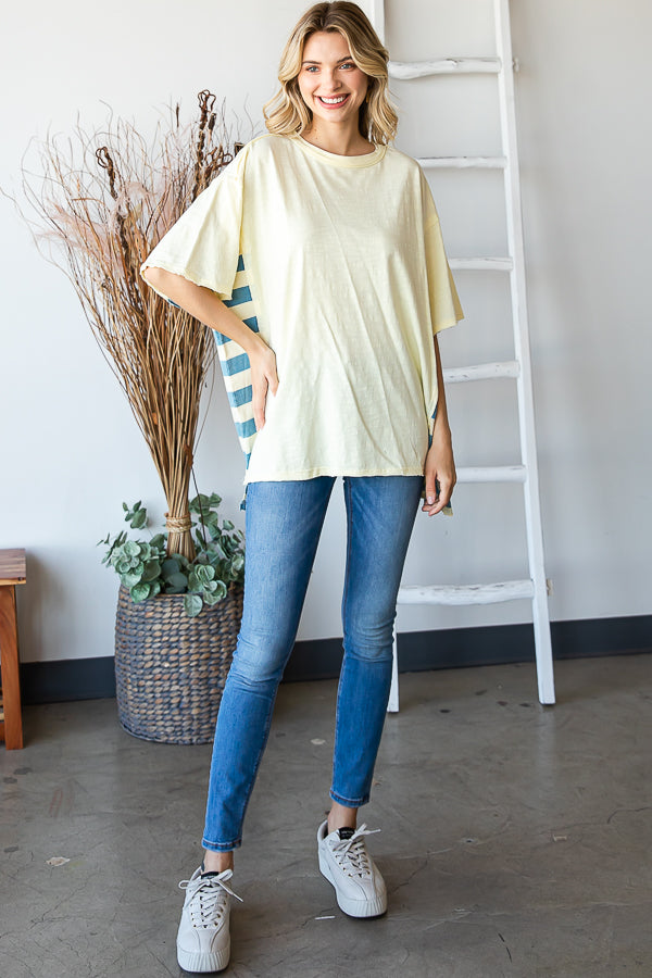 DROP SHOULDER CONTRAST DETAIL OVERSIZED TEE