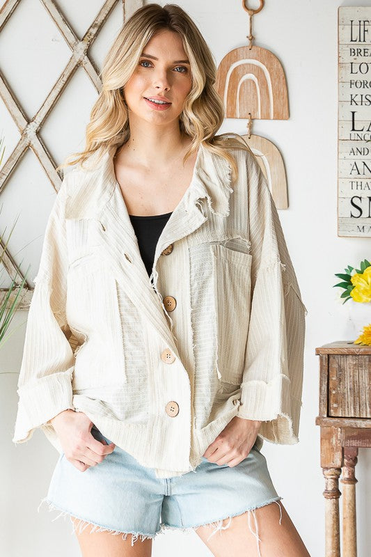 WASHED BUTTON FRONT SHORT SLEEVE BOXY SHIRT